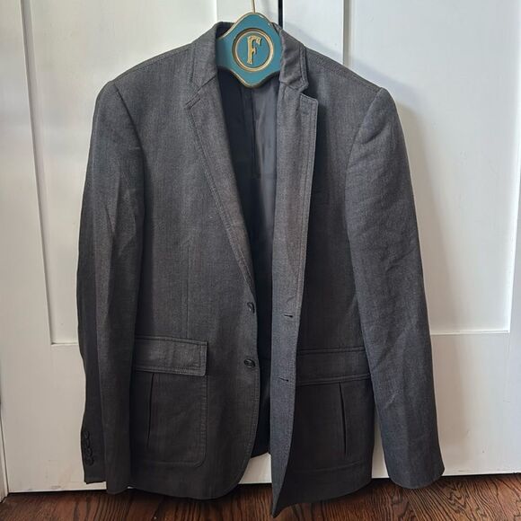Burberry Montfort Gray Linen/Virgin Wool Jacket/Blazer with Leather - 52 (US 42) - Picture 1 of 12
